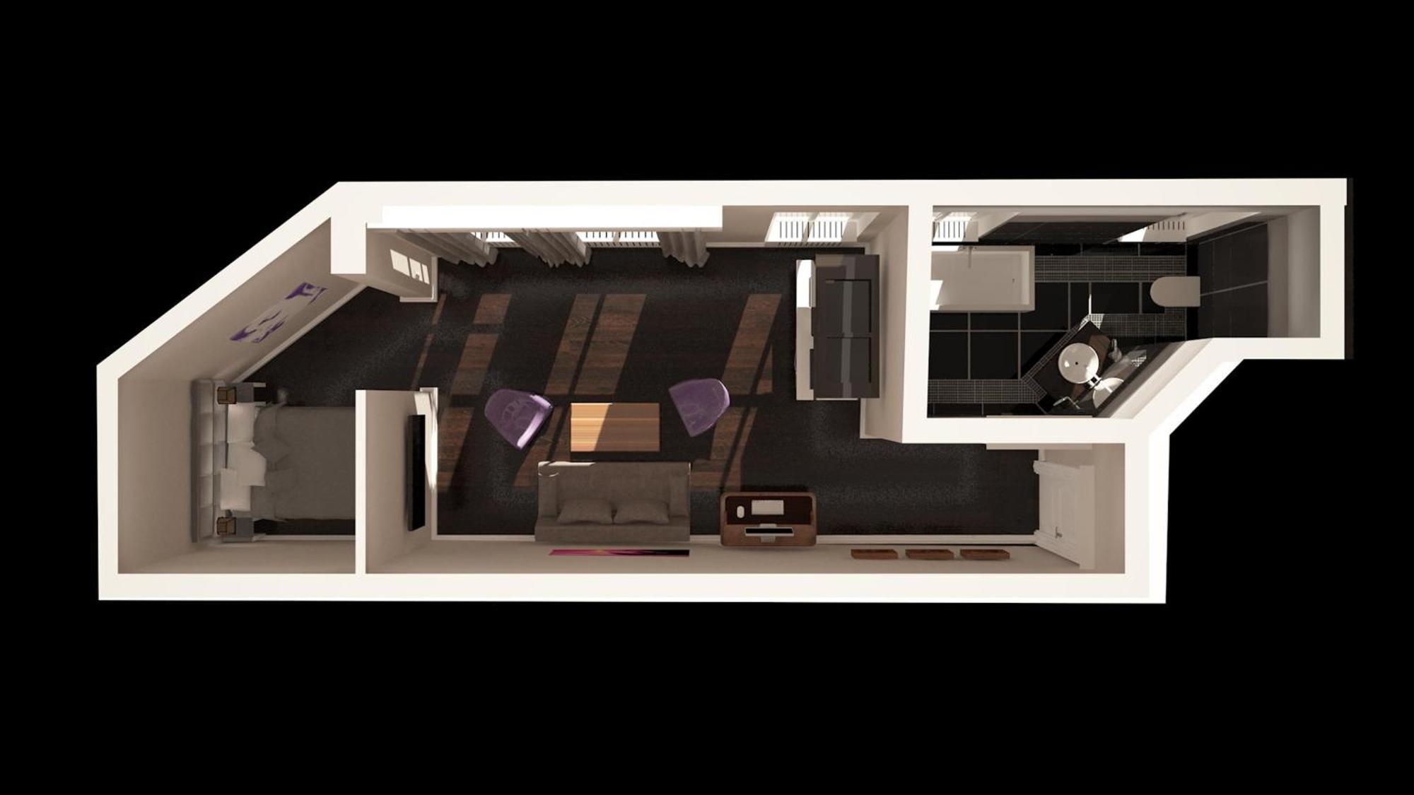 ברלין Arabel Design Apartments חדר תמונה 3D rendering of a typical studio apartment
